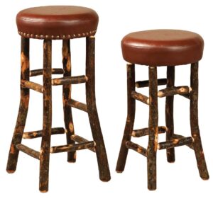 Hickory Hoosier Leather Seat Bar Stool