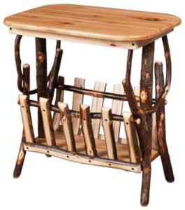 Hickory Oval Top End Table with Magazine Rack