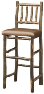 Early American Leather Seat Hickory Bar Stool