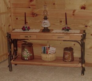 Hickory Sofa Table with Two Drawers