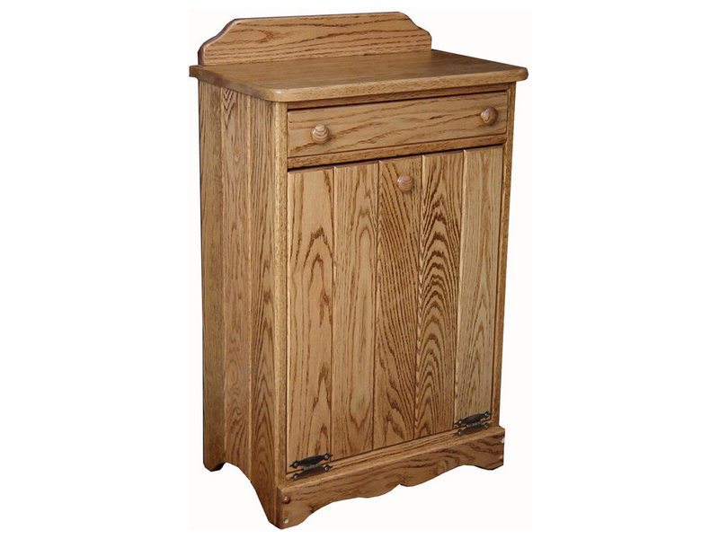 Tilt Out Waste Bin with Drawer | Custom Amish Waste Bin