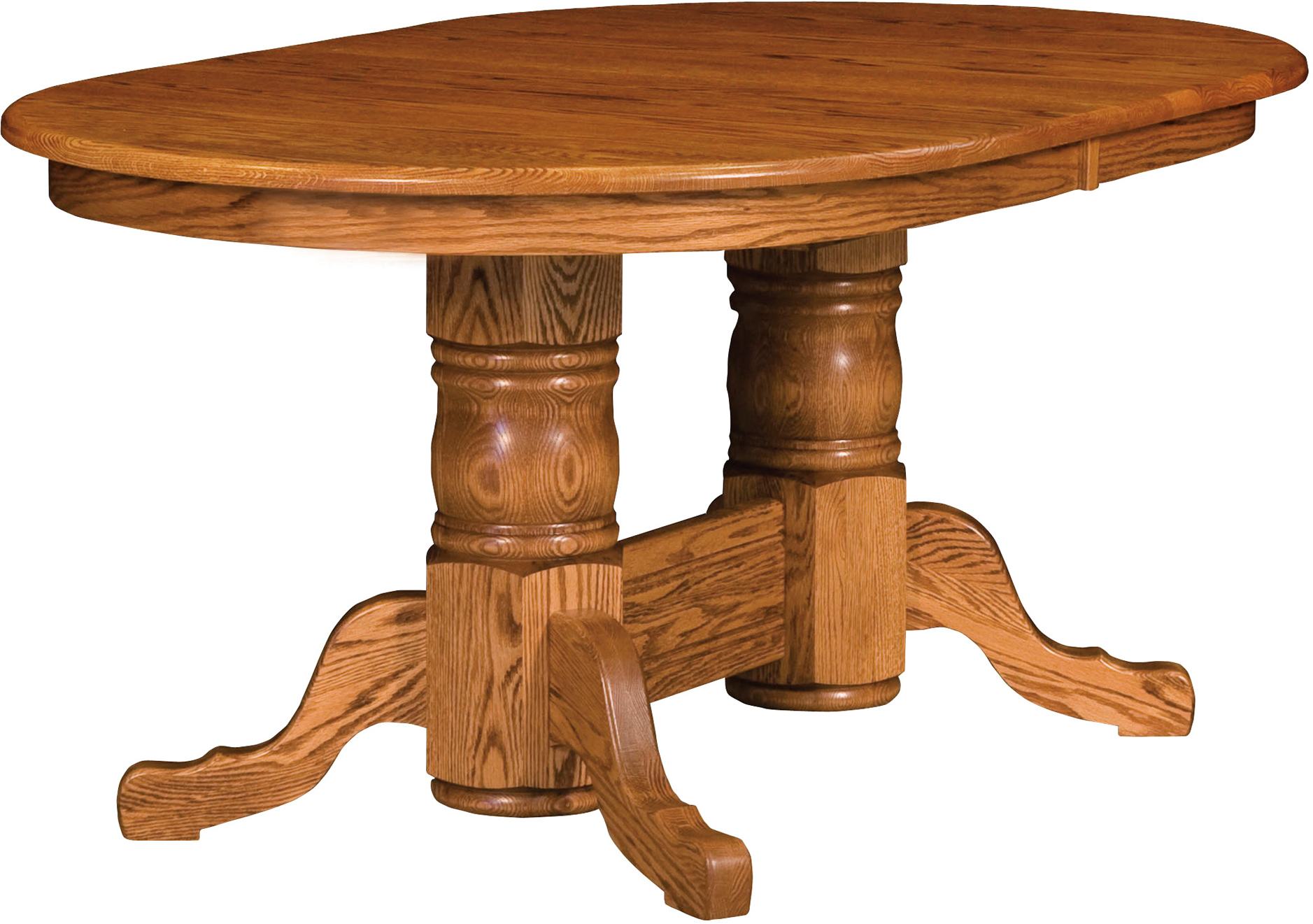 Solid Oak Double Pedestal Dining Room Table